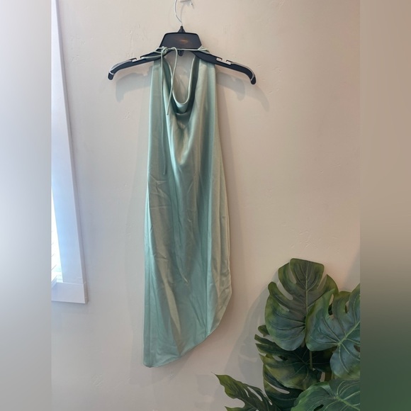 NWT Alice + Olivia Women Slip Dress Green Harmony Asymmetrical Deep Cowl Size 8 - Picture 6 of 8